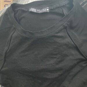 Zara Jet Black Crew Neck Top